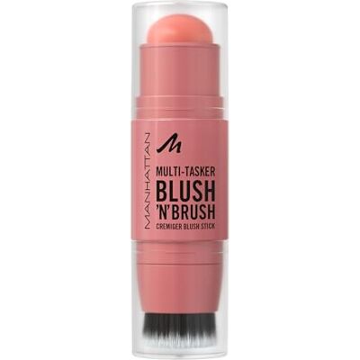 Manhattan Multi-Tasker Blush'N'Brush Stick, aufbaubarer Rouge-Stick mit integriertem Pinsel, wasserfeste Creme-zu-Puder-Formel, leicht aufzutragen, Fb. 100 Cotton Candy, 8 g Manhattan Multi-Tasker Blush'N'Brush Stick, aufbaubarer Rouge-Stick mit integriertem Pinsel, wasserfeste Creme-zu-Puder-Formel, leicht aufzutragen, Fb. 100 Cotton Candy, 8 g