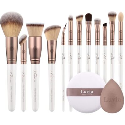 Luvia Cosmetics Luvia Ultimate Glam Kit – 14-teiliges veganes Make-up Pinselset mit Blender Sponge & Powder Puff für Foundation, Blush, Highlighter & Eyeshadow Luvia Cosmetics Luvia Ultimate Glam Kit – 14-teiliges veganes Make-up Pinselset mit Blender Sponge & Powder Puff für Foundation, Blush, Highlighter & Eyeshadow