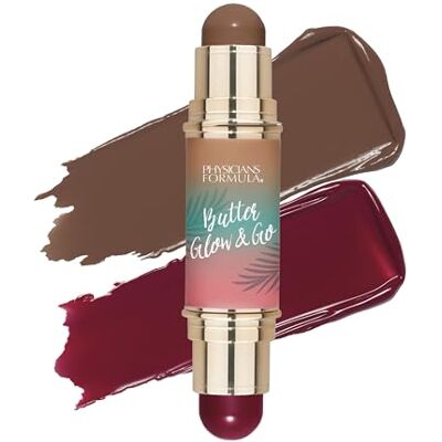 Physicians Formula Butter Glow & Go, Doppelter Contour Stick für Wangen, Augen und Lippen, Komplementäre Farbtöne zum Bräunen, Konturieren und als Rouge, Beach Bum Plum Physicians Formula Butter Glow & Go, Doppelter Contour Stick für Wangen, Augen und Lippen, Komplementäre Farbtöne zum Bräunen, Konturieren und als Rouge, Beach Bum Plum