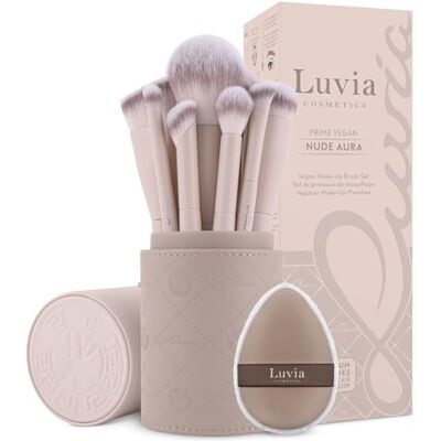 Luvia Cosmetics Make-up Pinselset Aura 10-teiliges Pinselset mit 8 Schminkpinseln für Gesicht & Augen inkl. veganem Lederetui & Powder Puff Sponge Professionelle vegane Kosmetikpinsel Nude 2-farbig Luvia Luvia Cosmetics Make-up Pinselset Aura 10-teiliges Pinselset mit 8 Schminkpinseln für Gesicht & Augen inkl. veganem Lederetui & Powder Puff Sponge Professionelle vegane Kosmetikpinsel Nude 2-farbig Luvia