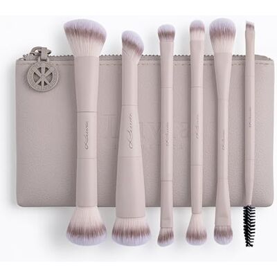 Luvia Cosmetics Reise Make-up Pinsel Set 7-teiliges Schminkpinsel Set mit Tasche 6 vegane Duo Kosmetikpinsel für Foundation, Puder, Concealer, Lidschatten & Augen Duo Voyage Nude Aura Luvia Luvia Cosmetics Reise Make-up Pinsel Set 7-teiliges Schminkpinsel Set mit Tasche 6 vegane Duo Kosmetikpinsel für Foundation, Puder, Concealer, Lidschatten & Augen Duo Voyage Nude Aura Luvia