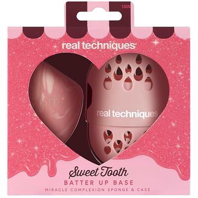 REAL TECHNIQUES Sweet Tooth Batter Up Base Miracle Complexion Sponge & Case, Makeup Blending Sponge, Travel Case for Foundation, Skin Tint & Concealer, Cruelty-Free, 2 Piece Set REAL TECHNIQUES Sweet Tooth Batter Up Base Miracle Complexion Sponge & Case, Makeup Blending Sponge, Travel Case for Foundation, Skin Tint & Concealer, Cruelty-Free, 2 Piece Set