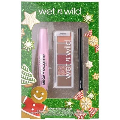 Wet n Wild Frosty Flutter Vault Set, Augen-Make-up-Geschenkset mit einziehbarem schwarzem Eyeliner, volumenspendender Mascara & Lidschattenpalette mit 5 Farbtönen Wet n Wild Frosty Flutter Vault Set, Augen-Make-up-Geschenkset mit einziehbarem schwarzem Eyeliner, volumenspendender Mascara & Lidschattenpalette mit 5 Farbtönen
