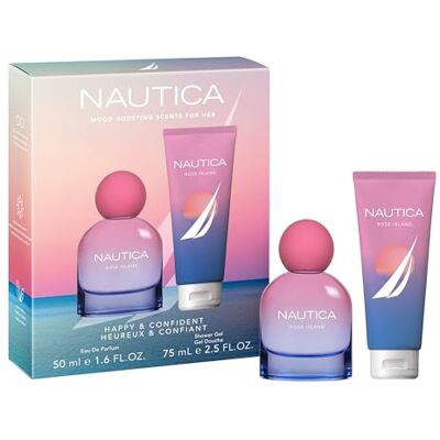 Nautica Rose Island Geschenkbox mit Eau de Parfum und Duschgel für Damen, vibrierend, blumig, 50 ml und 75 ml Nautica Rose Island Geschenkbox mit Eau de Parfum und Duschgel für Damen, vibrierend, blumig, 50 ml und 75 ml