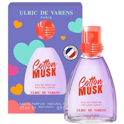 Ulric de Varens Eau de Parfum Cotton Musk – Floral Moschus – Damenduft – Zerstäuber – Made in France – 25 ml Ulric de Varens Eau de Parfum Cotton Musk – Floral Moschus – Damenduft – Zerstäuber – Made in France – 25 ml