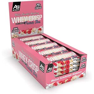 All Stars Whey Crisp Protein Riegel 25 x 50g White Chocolate Raspberry 15g Eiweiß, Trainingssnack reich an hochwertigem Molkenprotein und mit knusprigen Crispies All Stars Whey Crisp Protein Riegel 25 x 50g White Chocolate Raspberry 15g Eiweiß, Trainingssnack reich an hochwertigem Molkenprotein und mit knusprigen Crispies