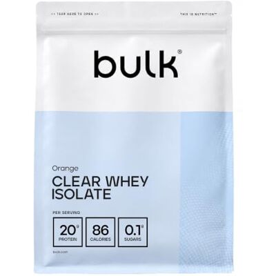 Bulk Clear Whey Isolate, Orange 20 g Protein pro Portion, Wenig Zucker, Erfrischender Fruchtgeschmack, 86 Kalorien, Zieht schnell ein Bulk Clear Whey Isolate, Orange 20 g Protein pro Portion, Wenig Zucker, Erfrischender Fruchtgeschmack, 86 Kalorien, Zieht schnell ein