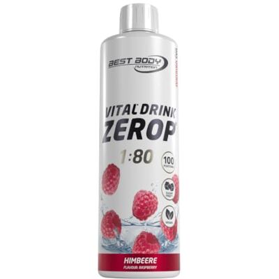 Best Body Nutrition Zerop Getränkekonzentrat Himbeere, 1 l Zuckerfrei, ohne Aspartam, kalorienarm, mit Vitamin B1, B6 und Niacin, Mischverhältnis 1:80, Geschmack Himbeere Best Body Nutrition Zerop Getränkekonzentrat Himbeere, 1 l Zuckerfrei, ohne Aspartam, kalorienarm, mit Vitamin B1, B6 und Niacin, Mischverhältnis 1:80, Geschmack Himbeere
