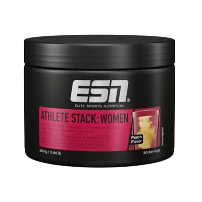 ESN Athlete Stack Women Powder, 390 g Pulver, Peach Mit Vitaminen und Mineralstoffen, Vegan Made in Germany ESN Athlete Stack Women Powder, 390 g Pulver, Peach Mit Vitaminen und Mineralstoffen, Vegan Made in Germany