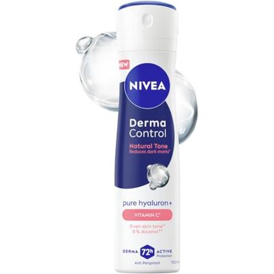 NIVEA Derma Control Natural Tone Damen Antitranspirant 72h Schutz Spray mit Vitamin C 150ml NIVEA Derma Control Natural Tone Damen Antitranspirant 72h Schutz Spray mit Vitamin C 150ml