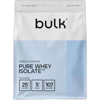 Bulk Pure Whey Isolate, Gesalzenes Karamell, 900g 24 bis 26g Protein, 100% Molkenproteinisolat, Zuckerarm, Fettarm, Leicht Mischbar, Unterstützt Muskelaufbau und Muskelerhalt Bulk Pure Whey Isolate, Gesalzenes Karamell, 900g 24 bis 26g Protein, 100% Molkenproteinisolat, Zuckerarm, Fettarm, Leicht Mischbar, Unterstützt Muskelaufbau und Muskelerhalt