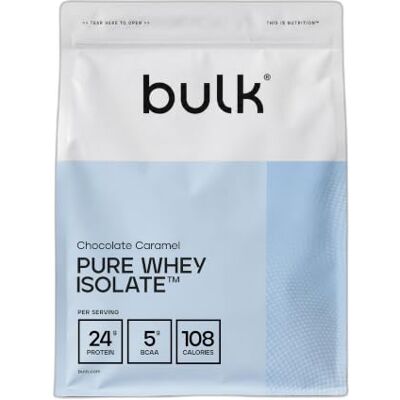 Bulk Pure Whey Isolate, Schokolade Karamell, 900g 24 bis 26g Protein, 100% Molkenproteinisolat, Zuckerarm, Fettarm, Leicht Mischbar, Unterstützt Muskelaufbau und Muskelerhalt Bulk Pure Whey Isolate, Schokolade Karamell, 900g 24 bis 26g Protein, 100% Molkenproteinisolat, Zuckerarm, Fettarm, Leicht Mischbar, Unterstützt Muskelaufbau und Muskelerhalt