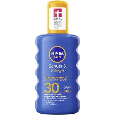 Sun Schutz & Pflege Sonnenspray LSF 30, wasserfestes Sonnencreme Spray mit Vitamin C & Hyaluron, schnell einziehender Sonnenschutz für 48h Feuchtigkeit (200 ml) Sun Schutz & Pflege Sonnenspray LSF 30, wasserfestes Sonnencreme Spray mit Vitamin C & Hyaluron, schnell einziehender Sonnenschutz für 48h Feuchtigkeit (200 ml)