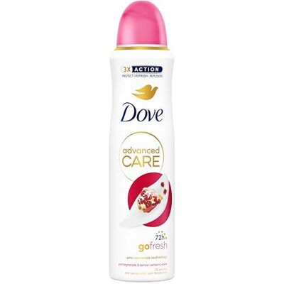 Dove Advanced Care Go Fresh Granatapfel, mit feuchtigkeitsspendender und hautfreundlicher Formel, ohne Alkohol, trockene Haut bis zu 72 Stunden, Deodorant für Damen und Herren, 6 Stück à 150 ml Dove Advanced Care Go Fresh Granatapfel, mit feuchtigkeitsspendender und hautfreundlicher Formel, ohne Alkohol, trockene Haut bis zu 72 Stunden, Deodorant für Damen und Herren, 6 Stück à 150 ml