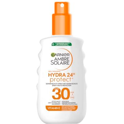Garnier Ambre Solaire Hydra Protect+ Sonnenschutz-Milch 24h LSF 30, Schutz vor UVA und UVB, mit Vitamin C, 150 ml Garnier Ambre Solaire Hydra Protect+ Sonnenschutz-Milch 24h LSF 30, Schutz vor UVA und UVB, mit Vitamin C, 150 ml