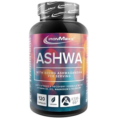 IronMaxx Ashwagandha 120 Kapseln 600mg KSM-66® pro Tagesdosis Mit Vitamin B6 & B12 mit Magnesium & Selenium Vegan IronMaxx Ashwagandha 120 Kapseln 600mg KSM-66® pro Tagesdosis Mit Vitamin B6 & B12 mit Magnesium & Selenium Vegan