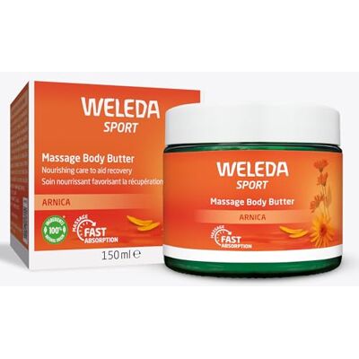 WELEDA Bio Sport Massage Body Butter Arnika – Unisex Naturkosmetik Körperpflege mit Sheabutter & Kakaobutter für schnelle Regeneration & intensive Pflege nach dem Sport (vegan, 1x 150ml) WELEDA Bio Sport Massage Body Butter Arnika – Unisex Naturkosmetik Körperpflege mit Sheabutter & Kakaobutter für schnelle Regeneration & intensive Pflege nach dem Sport (vegan, 1x 150ml)