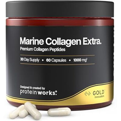 THE PROTEIN WORKS Protein Works Marine Collagen Extra Gold, Kollagen Typ 1, 60 Kapseln Kollagenpräparat, Typ-1-Kollagenpeptide, mit Vitamin C, Zink & Selen, unterstützt gesunde Haut, Haare & Nägel, 30 Tage Vorrat THE PROTEIN WORKS Protein Works Marine Collagen Extra Gold, Kollagen Typ 1, 60 Kapseln Kollagenpräparat, Typ-1-Kollagenpeptide, mit Vitamin C, Zink & Selen, unterstützt gesunde Haut, Haare & Nägel, 30 Tage Vorrat