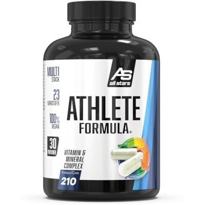 All Stars ATHLETE FORMULA Vitamin- und Mineralstoffe-Komplex 210 x Kapseln 23 Mineralien, Spurenelemente und Vitamine von Vitamin A bis Zink, Nahrungsergänzung für Training & Alltag, vegan All Stars ATHLETE FORMULA Vitamin- und Mineralstoffe-Komplex 210 x Kapseln 23 Mineralien, Spurenelemente und Vitamine von Vitamin A bis Zink, Nahrungsergänzung für Training & Alltag, vegan