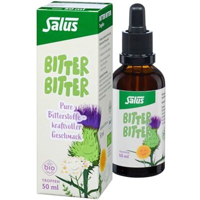 Salus Bitter Bitter Tropfen – aus ausgewählten Bio-Kräutern und –Gewürzen – pure Bitterstoffe, kraftvoller Geschmack – mit Pipette zur einfachen Dosierung – 50 ml Salus Bitter Bitter Tropfen – aus ausgewählten Bio-Kräutern und –Gewürzen – pure Bitterstoffe, kraftvoller Geschmack – mit Pipette zur einfachen Dosierung – 50 ml
