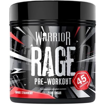 Warrior Rage Pre Workout Booster 392 g, 300 mg Koffein – Savage Strawberry 45 Portionen, mit Beta-Alanin & Citrullin, für Fokus, Energie & Pump, vor dem Training Warrior Rage Pre Workout Booster 392 g, 300 mg Koffein – Savage Strawberry 45 Portionen, mit Beta-Alanin & Citrullin, für Fokus, Energie & Pump, vor dem Training