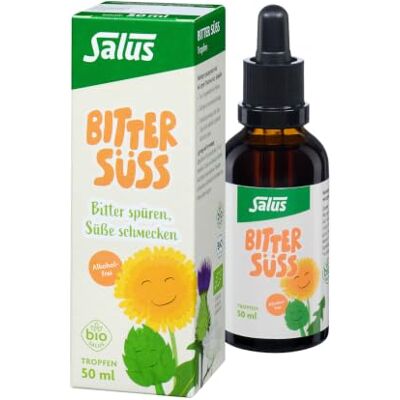 Salus Bitter Süss Tropfen alkoholfrei – aus ausgewählten Bio-Kräutern und –Gewürzen – Bitter spüren, Süße schmecken – mit Pipette zur einfachen Dosierung – 50 ml Salus Bitter Süss Tropfen alkoholfrei – aus ausgewählten Bio-Kräutern und –Gewürzen – Bitter spüren, Süße schmecken – mit Pipette zur einfachen Dosierung – 50 ml