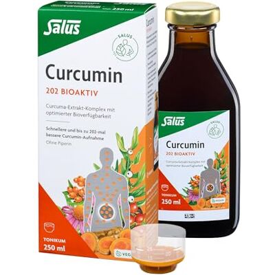 Salus Curcumin 202 Bioaktiv Tonikum – herausragende Bioverfügbarkeit: bis zu 202x bessere Curcumin-Aufnahme – ohne synthetische Polysorbate oder Piperin – mit Vitamin D3 – 250 ml Salus Curcumin 202 Bioaktiv Tonikum – herausragende Bioverfügbarkeit: bis zu 202x bessere Curcumin-Aufnahme – ohne synthetische Polysorbate oder Piperin – mit Vitamin D3 – 250 ml