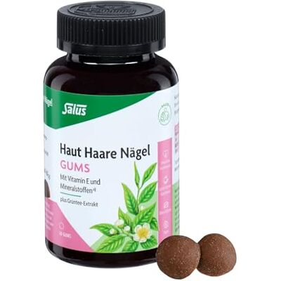 Salus Haut Haare Nägel Gums – Beauty Power to go – Nahrungsergänzung mit Vitamin E, Zink, Kupfer & Selen 96% Fruchtgehalt vegan, ohne Gelatine & Farbstoffe – Apfel-Grüntee Geschmack 50 Gums Salus Haut Haare Nägel Gums – Beauty Power to go – Nahrungsergänzung mit Vitamin E, Zink, Kupfer & Selen 96% Fruchtgehalt vegan, ohne Gelatine & Farbstoffe – Apfel-Grüntee Geschmack 50 Gums
