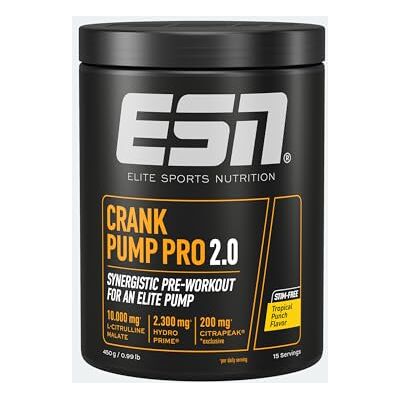 ESN Crank Pump Pro 2.0, Tropical Punch, 450 g Pre Workout Booster made in Germany ESN Crank Pump Pro 2.0, Tropical Punch, 450 g Pre Workout Booster made in Germany