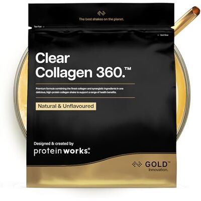THE PROTEIN WORKS Protein Works Clear Collagen 360 Gold, Geschmacksneutral, 480g Kollagenpulver Typ 1 & 3, Peptide mit Vitamin C, Zink & Selen, Gelenk- & Knochensupport, 32 Portionen THE PROTEIN WORKS Protein Works Clear Collagen 360 Gold, Geschmacksneutral, 480g Kollagenpulver Typ 1 & 3, Peptide mit Vitamin C, Zink & Selen, Gelenk- & Knochensupport, 32 Portionen