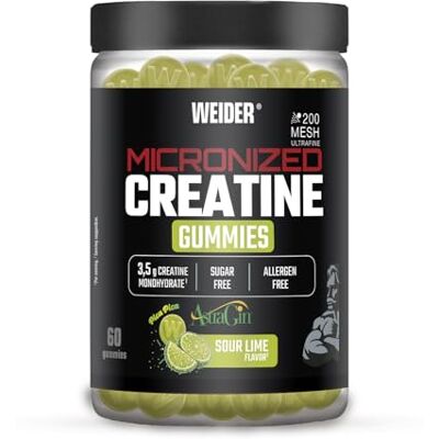 Weider Micronized Creatine Gummies +AstraGin® (60 Gummis) Sour Lime Geschmack, 3,5 g Kreatinmonohydrat 200 Mesh/Portion EU-labzertifiziert unterstützt körperliche Leistungsfähigkeit, optimale Aufnahme Weider Micronized Creatine Gummies +AstraGin® (60 Gummis) Sour Lime Geschmack, 3,5 g Kreatinmonohydrat 200 Mesh/Portion EU-labzertifiziert unterstützt körperliche Leistungsfähigkeit, optimale Aufnahme