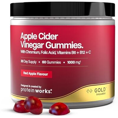 THE PROTEIN WORKS Protein Works Apfelessig Gummibärchen Gold, 60 Gummibärchen 1000mg Apfelessig einschließlich „der Mutter“ + Chrompicolinat, Folsäure, Vitamins B6, B12 und C, roten Apfelgeschmack THE PROTEIN WORKS Protein Works Apfelessig Gummibärchen Gold, 60 Gummibärchen 1000mg Apfelessig einschließlich „der Mutter“ + Chrompicolinat, Folsäure, Vitamins B6, B12 und C, roten Apfelgeschmack