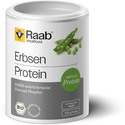 Raab Vitalfood ® Erbsen Protein Pulver Bio (100 g) 80% pflanzliches Protein, vegane Proteinquelle, reich an Eisen, enthält natürlicherweise Phosphor und alle 8 essentiellen Aminosäuren Raab Vitalfood ® Erbsen Protein Pulver Bio (100 g) 80% pflanzliches Protein, vegane Proteinquelle, reich an Eisen, enthält natürlicherweise Phosphor und alle 8 essentiellen Aminosäuren