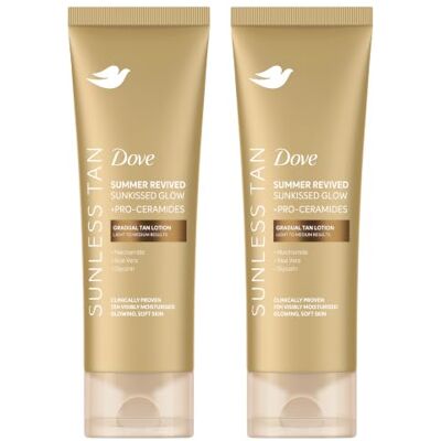 Dove Lotion Autobronzante Pour Visage et Corps Summer Revived, Teinte Claire, 2 x 200 ml Dove Lotion Autobronzante Pour Visage et Corps Summer Revived, Teinte Claire, 2 x 200 ml