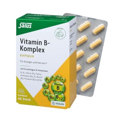 Salus Vitamin B-Komplex Kapseln – 1x 60 Kapseln (22 g) Nahrungsergänzungsmittel – Mit 8 B-Vitaminen für Energiestoffwechsel & Nervenfunktion a) – Vegan, laktosefrei, glutenfrei Salus Vitamin B-Komplex Kapseln – 1x 60 Kapseln (22 g) Nahrungsergänzungsmittel – Mit 8 B-Vitaminen für Energiestoffwechsel & Nervenfunktion a) – Vegan, laktosefrei, glutenfrei