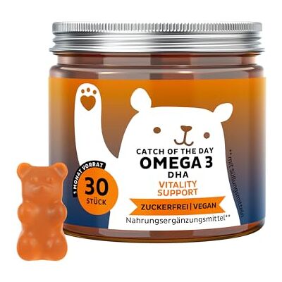 Bears with Benefits Gummibärchen Omega 3 DHA Vitalität 30 Stück Catch of the Day – Omega 3 DHA, Vitamin C und E, Mikroalgenöl Vorrat für 1 Monat Fischfrei, Zuckerfrei, Vegan Bears with Benefits Gummibärchen Omega 3 DHA Vitalität 30 Stück Catch of the Day – Omega 3 DHA, Vitamin C und E, Mikroalgenöl Vorrat für 1 Monat Fischfrei, Zuckerfrei, Vegan