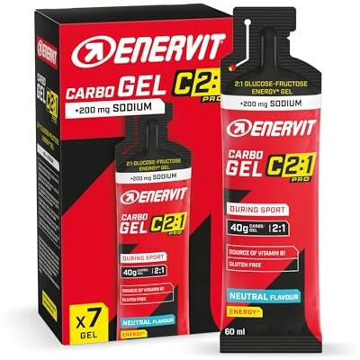 ENERVIT Carbo Gel C2:1PRO mit Natrium – Energie Gel mit 40 g Kohlenhydraten und 50% schneller absorbierten Kohlenhydraten, neutraler Geschmack, Vegan, Glutenfrei, Leichtverdaulich, 7 Packungen à 60 ml ENERVIT Carbo Gel C2:1PRO mit Natrium – Energie Gel mit 40 g Kohlenhydraten und 50% schneller absorbierten Kohlenhydraten, neutraler Geschmack, Vegan, Glutenfrei, Leichtverdaulich, 7 Packungen à 60 ml