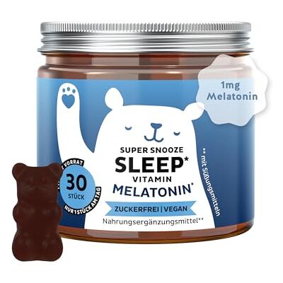 Bears with Benefits Gummibärchen Melatonin 1mg Schlaf 30 Stücks Super Snooze Sleep Vitamin Melatonin, Vitamin B6 Vorrat für 1 Monat Zuckerfrei, Vegan Bears with Benefits Gummibärchen Melatonin 1mg Schlaf 30 Stücks Super Snooze Sleep Vitamin Melatonin, Vitamin B6 Vorrat für 1 Monat Zuckerfrei, Vegan