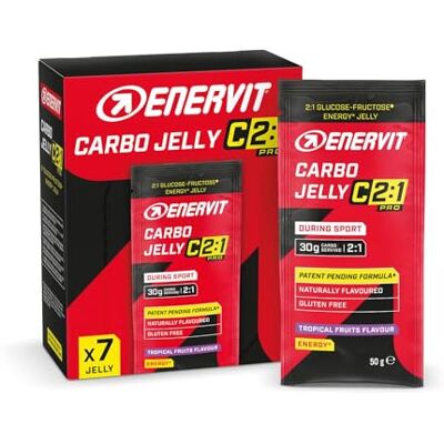 ENERVIT Carbo Jelly C2:1PRO – Energie-Gummies mit 30 g Kohlenhydraten pro Portion, tropischer Geschmack, Vegan, Glutenfrei, Leicht Verträglich, Box mit 7 Portionen ENERVIT Carbo Jelly C2:1PRO – Energie-Gummies mit 30 g Kohlenhydraten pro Portion, tropischer Geschmack, Vegan, Glutenfrei, Leicht Verträglich, Box mit 7 Portionen