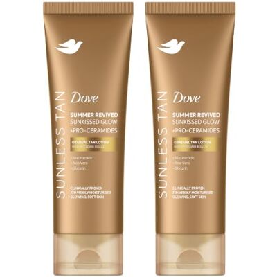 Dove Lotion Autobronzante Pour Visage et Corps Summer Revived, Teinte Foncée, 2 x 200 ml Dove Lotion Autobronzante Pour Visage et Corps Summer Revived, Teinte Foncée, 2 x 200 ml