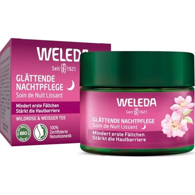 WELEDA Bio Glättende Nachtpflege Wildrose & Weißer Tee Naturkosmetik Natural Aging Gesichtscreme mit Age Protect Complex mindert erste Fältchen & aktiviert die Zellerneuerung (vegan, 40ml) WELEDA Bio Glättende Nachtpflege Wildrose & Weißer Tee Naturkosmetik Natural Aging Gesichtscreme mit Age Protect Complex mindert erste Fältchen & aktiviert die Zellerneuerung (vegan, 40ml)