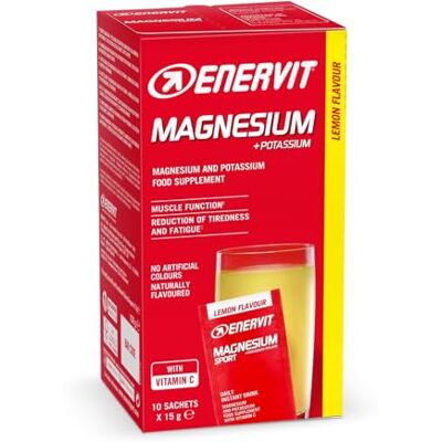 ENERVIT Magnesium & Kalium – Mineralstoff-Ergänzung zur Wiederauffüllung von Elektrolyten, reich an Vitamin C, nach intensiven Trainingseinheiten, Zitronengeschmack, Vegan, 10 Beutel ENERVIT Magnesium & Kalium – Mineralstoff-Ergänzung zur Wiederauffüllung von Elektrolyten, reich an Vitamin C, nach intensiven Trainingseinheiten, Zitronengeschmack, Vegan, 10 Beutel