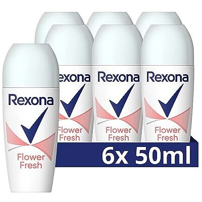 Rexona Deodorant Roll-On Flower Fresh Deo ohne Aluminium mit 48 Stunden Schutz vor Körpergeruch 6x 50 ml Rexona Deodorant Roll-On Flower Fresh Deo ohne Aluminium mit 48 Stunden Schutz vor Körpergeruch 6x 50 ml