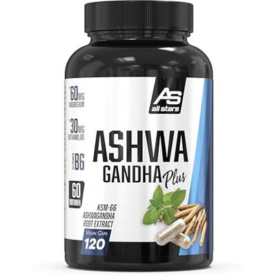 All Stars KSM-66 Ashwagandha Kapseln hochdosiert 12 Stk. vegan 600 Mg KSM-66 je Tagesportion, Mit wertvollem Zink, Magnesium & Vitamin B6, Ohne künstliche Zusatzstoffe All Stars KSM-66 Ashwagandha Kapseln hochdosiert 12 Stk. vegan 600 Mg KSM-66 je Tagesportion, Mit wertvollem Zink, Magnesium & Vitamin B6, Ohne künstliche Zusatzstoffe