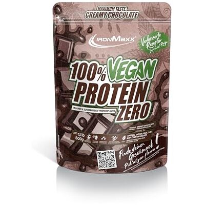 IronMaxx 100% Vegan Protein Zero Creamy Chocolate 500g Veganes Eiweißpulver ohne Zucker Low Carb Protein Shake, High Protein, laktosefrei, geeignet für Muskelaufbau & Diät IronMaxx 100% Vegan Protein Zero Creamy Chocolate 500g Veganes Eiweißpulver ohne Zucker Low Carb Protein Shake, High Protein, laktosefrei, geeignet für Muskelaufbau & Diät