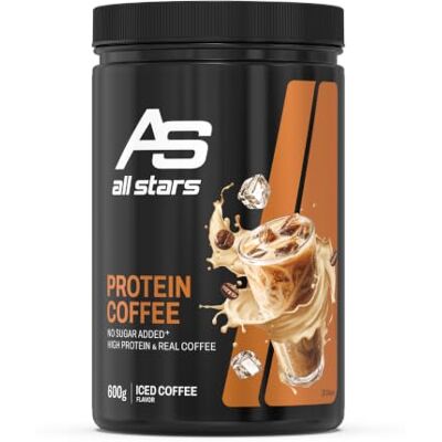 All Stars Protein Pulver Coffee 600g Kaffee Proteinpulver mit 21g Eiweiß pro Portion und 80mg Koffein, hochwertiger Aminosäuren Komplex, zucker- und fettarm All Stars Protein Pulver Coffee 600g Kaffee Proteinpulver mit 21g Eiweiß pro Portion und 80mg Koffein, hochwertiger Aminosäuren Komplex, zucker- und fettarm