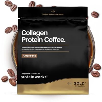 THE PROTEIN WORKS Protein Works Kollagen Protein Kaffee Gold, Americano, 475g Rinderkollagenpulver, Brasilianischer Kaffee mit hydrolysiertem Kollagen & Vitamin C, Kollagenpeptide Typ I & 3, 19 Portionen THE PROTEIN WORKS Protein Works Kollagen Protein Kaffee Gold, Americano, 475g Rinderkollagenpulver, Brasilianischer Kaffee mit hydrolysiertem Kollagen & Vitamin C, Kollagenpeptide Typ I & 3, 19 Portionen