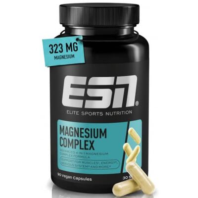 ESN Magnesium Complex, 90 Kapseln, 30 Portionen 323 mg Magnesium pro Tagesportionierung, 4-in-1 Komplexformel, vegan, Made in Germany, geprüfte Qualität ESN Magnesium Complex, 90 Kapseln, 30 Portionen 323 mg Magnesium pro Tagesportionierung, 4-in-1 Komplexformel, vegan, Made in Germany, geprüfte Qualität