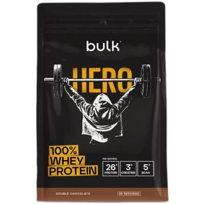 Bulk Hero Whey Protein Powder Double Chocolate 65 Servings 26g Protein + 3g Creatine 5g BCAAs Low Sugar Fast Absorption Isolate, Hydrolysed & Concentrate Blend Bulk Hero Whey Protein Powder Double Chocolate 65 Servings 26g Protein + 3g Creatine 5g BCAAs Low Sugar Fast Absorption Isolate, Hydrolysed & Concentrate Blend
