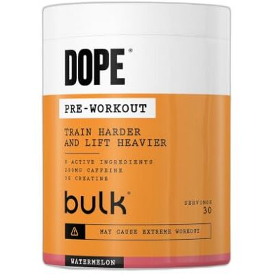 Bulk Dope Pre-Workout Powder Watermelon 3g Creatine per Serving 200mg Caffeine Citrulline Malate & Arginine AKG Beta-Alanine Energy, Focus & Performance 510g Supplement Bulk Dope Pre-Workout Powder Watermelon 3g Creatine per Serving 200mg Caffeine Citrulline Malate & Arginine AKG Beta-Alanine Energy, Focus & Performance 510g Supplement